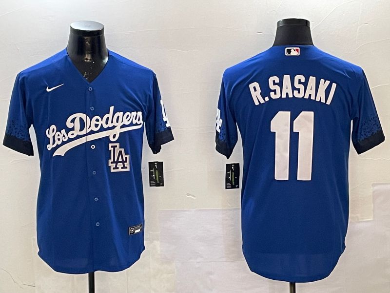 Men Los Angeles Dodgers #11 R.Sasaki Blue City Edition 2025 Nike MLB Jersey style 1->los angeles dodgers->MLB Jersey